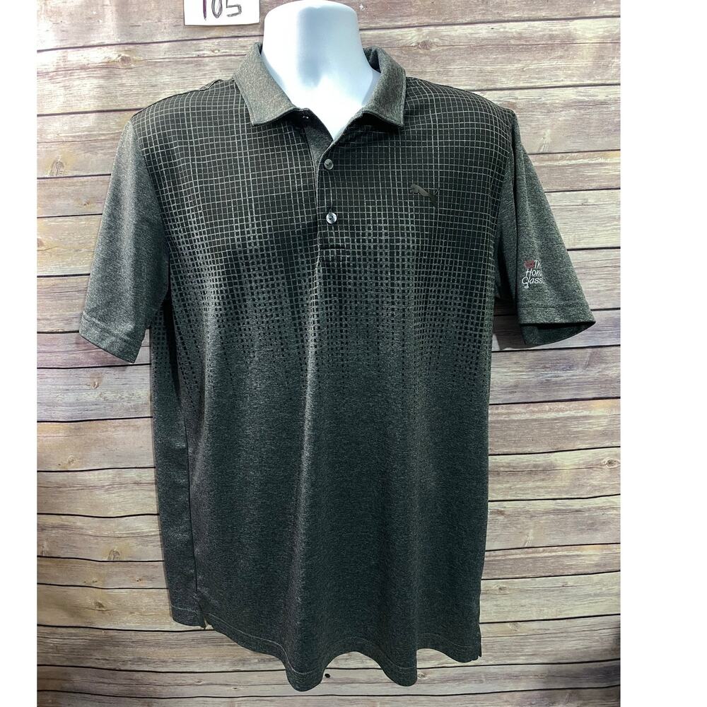 Puma Golf Men's Gray Black  Honda Classic PGA Tour polo shirt Large